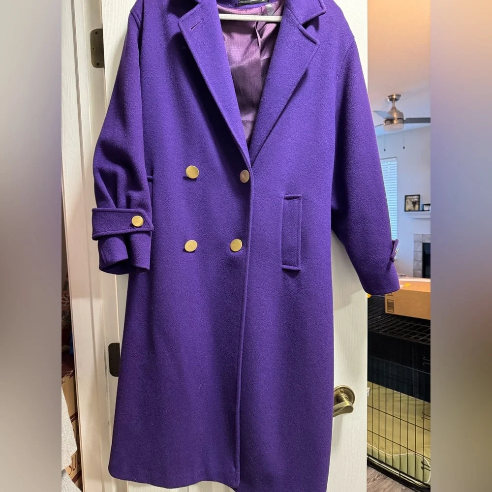 Vintage Portrait 100% Wool Purple Women's Coat - Picture 6 of 15